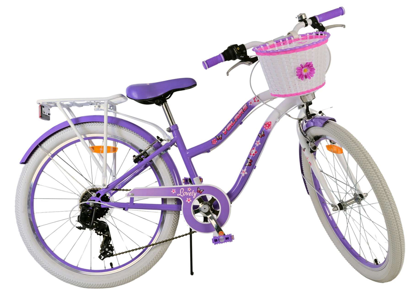 Volare Lovely Kinderfiets - Meisjes - 24 inch - Paars - 7 Versnellingen - 8-10 jaar extra afbeelding 3