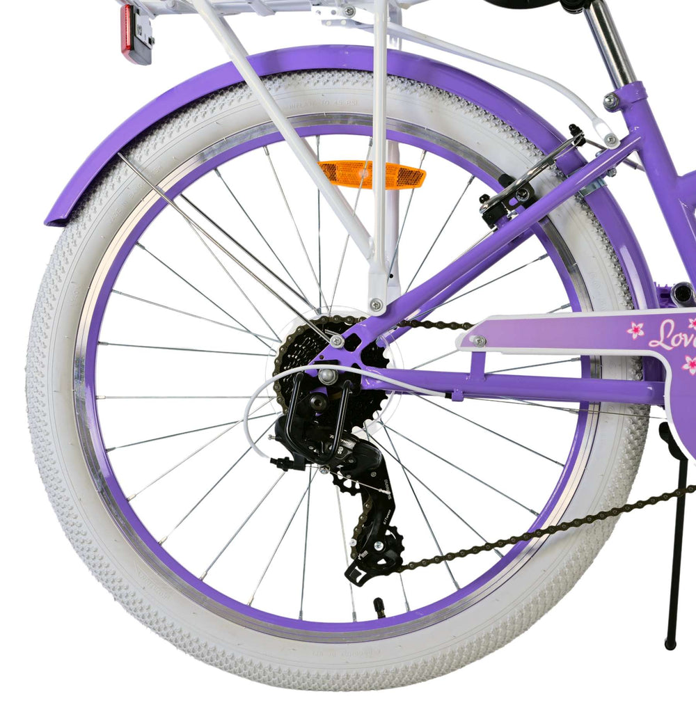 Volare Lovely Kinderfiets - Meisjes - 24 inch - Paars - 7 Versnellingen - 8-10 jaar extra afbeelding 12