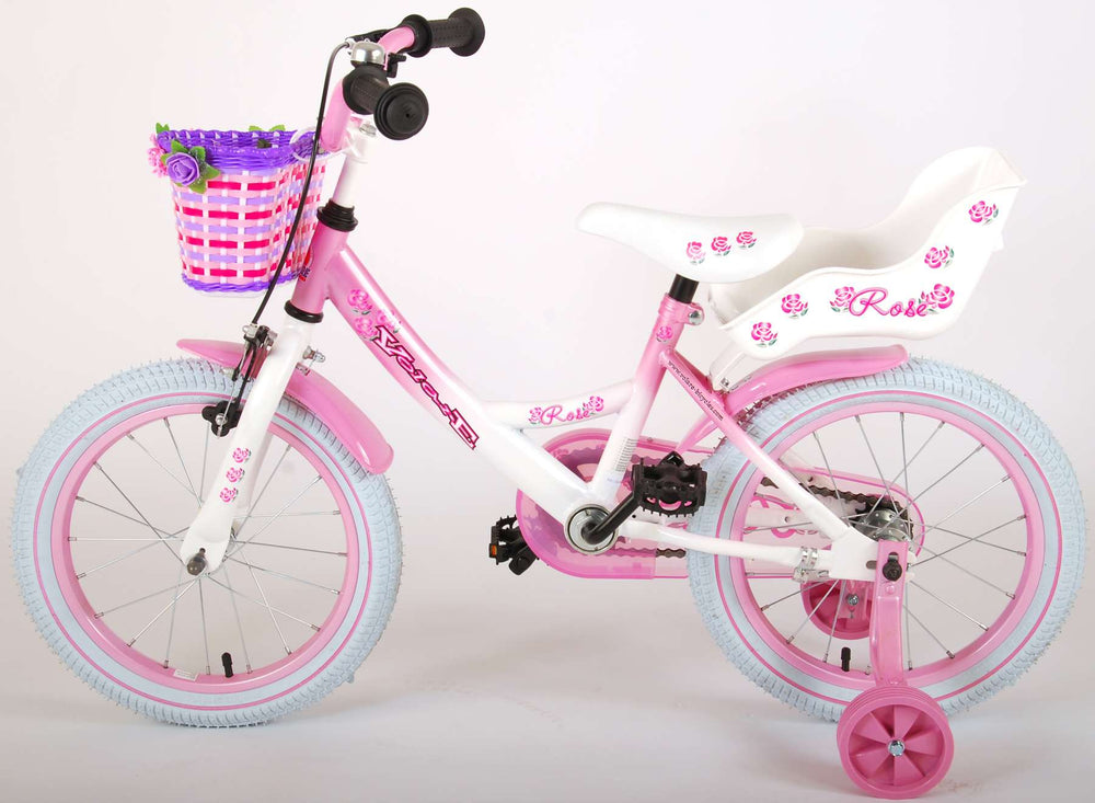 Volare Rose Kinderfiets - Meisjes - 16 inch - Roze/Wit - 95% afgemonteerd - Wit, Roze - 4-6 jaar extra afbeelding 15