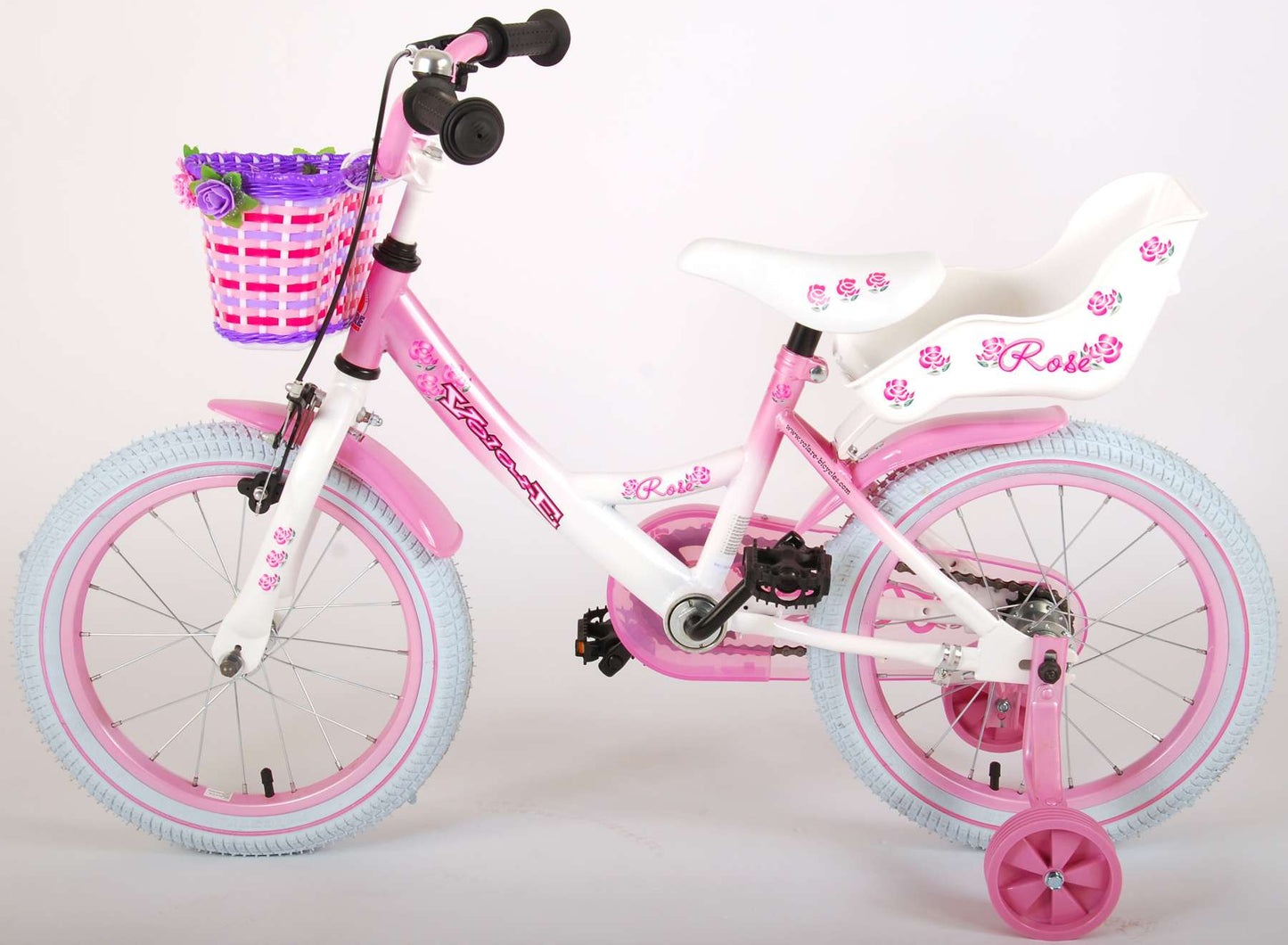 Volare Rose Kinderfiets - Meisjes - 16 inch - Roze/Wit - 95% afgemonteerd - Wit, Roze - 4-6 jaar extra afbeelding 15