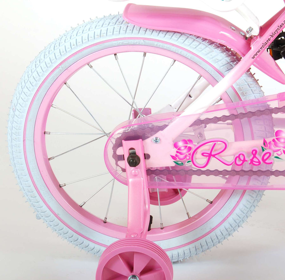 Volare Rose Kinderfiets - Meisjes - 16 inch - Roze/Wit - 95% afgemonteerd - Wit, Roze - 4-6 jaar extra afbeelding 6