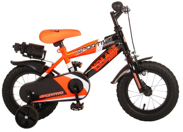 Volare Sportivo Kinderfiets - Jongens - 12 inch - Neon Oranje Zwart - 95% afgemonteerd - Zwart, Oranje - 3-5 jaar extra afbeelding 2