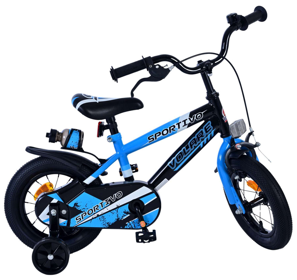 Volare Sportivo Kinderfiets - Jongens - 12 inch - Blauw Zwart - Zwart, Blauw - 3-5 jaar extra afbeelding 11