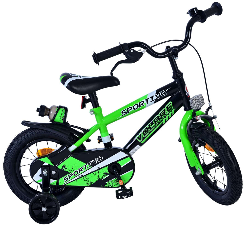 Volare Sportivo Kinderfiets - Jongens - 12 inch - Groen Zwart - Zwart, Groen - 3-5 jaar extra afbeelding 10