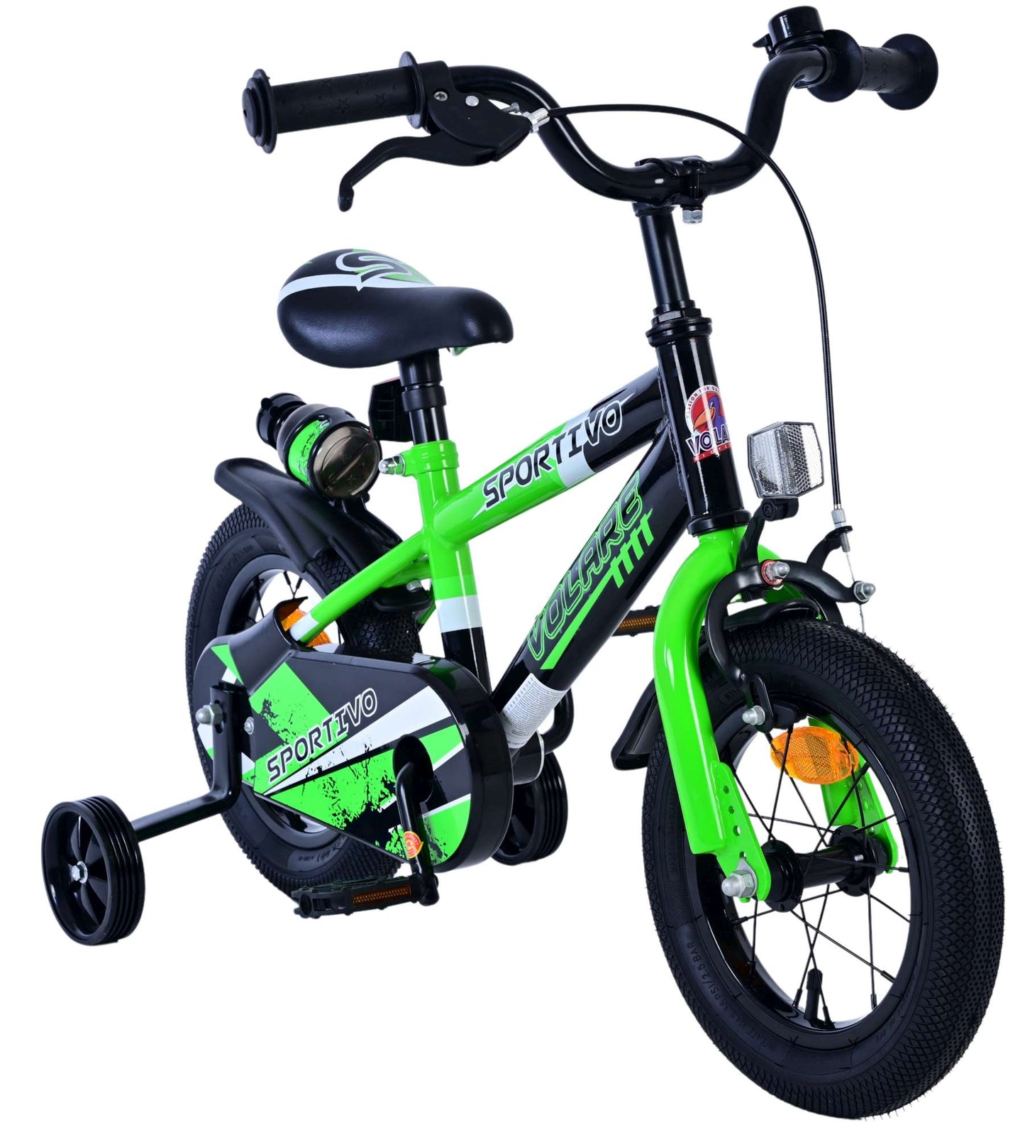 Volare Sportivo Kinderfiets - Jongens - 12 inch - Groen Zwart - Zwart, Groen - 3-5 jaar extra afbeelding 6
