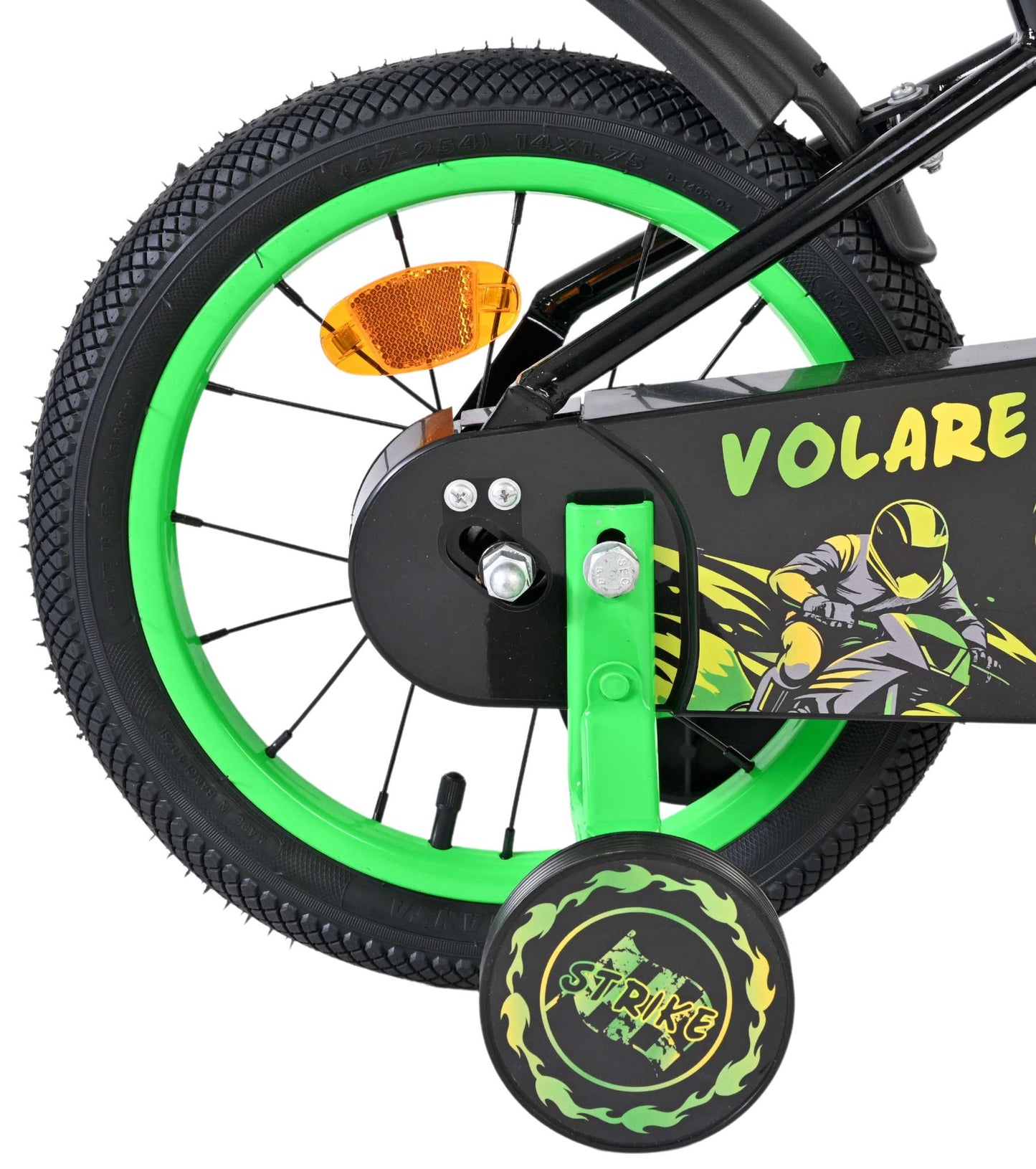Volare Strike Kinderfiets - Jongens - 14 inch - Zwart Groen - Zwart, Groen - 3-5 jaar extra afbeelding 3