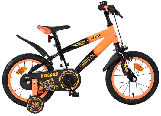 Volare Strike Kinderfiets - Jongens - 14 inch - Zwart Oranje - Zwart, Oranje - 3-5 jaar bij Fietstotaal