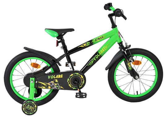 Volare Strike Kinderfiets - Jongens - 16 inch - Zwart Groen - Zwart, Groen - 4-6 jaar bij Fietstotaal