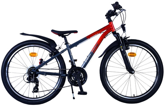 Volare XC Race Kinderfiets - 24 inch - 21 speed - Rood/Grijs - Rood, Grijs - 21 versnellingen - 8-10 jaar bij Fietstotaal