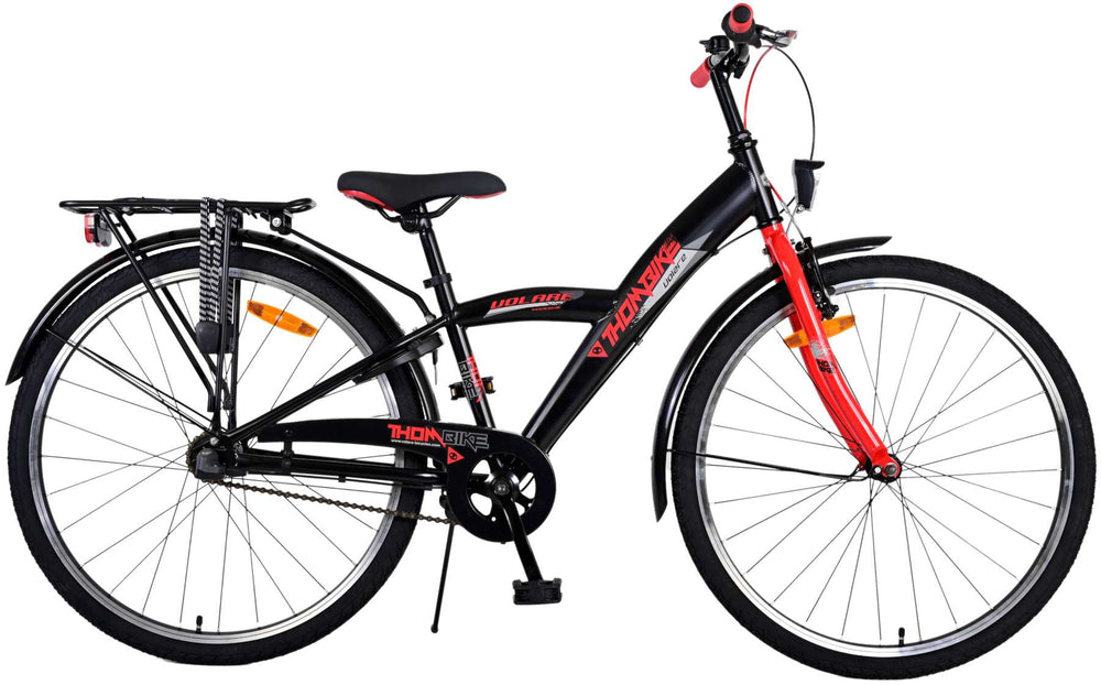 Volare Thombike Kinderfiets - Jongens - 26 inch - Zwart Rood - 3 versnellingen - Zwart, Rood - 10-12 jaar bij Fietstotaal